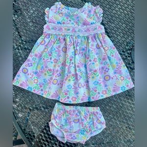 Easter Smocked Dress Spring Bunny Baby Girl Matching Set